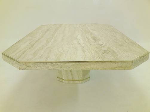 Large travertine coffee table by Stone International, 1970`s ca, Italian